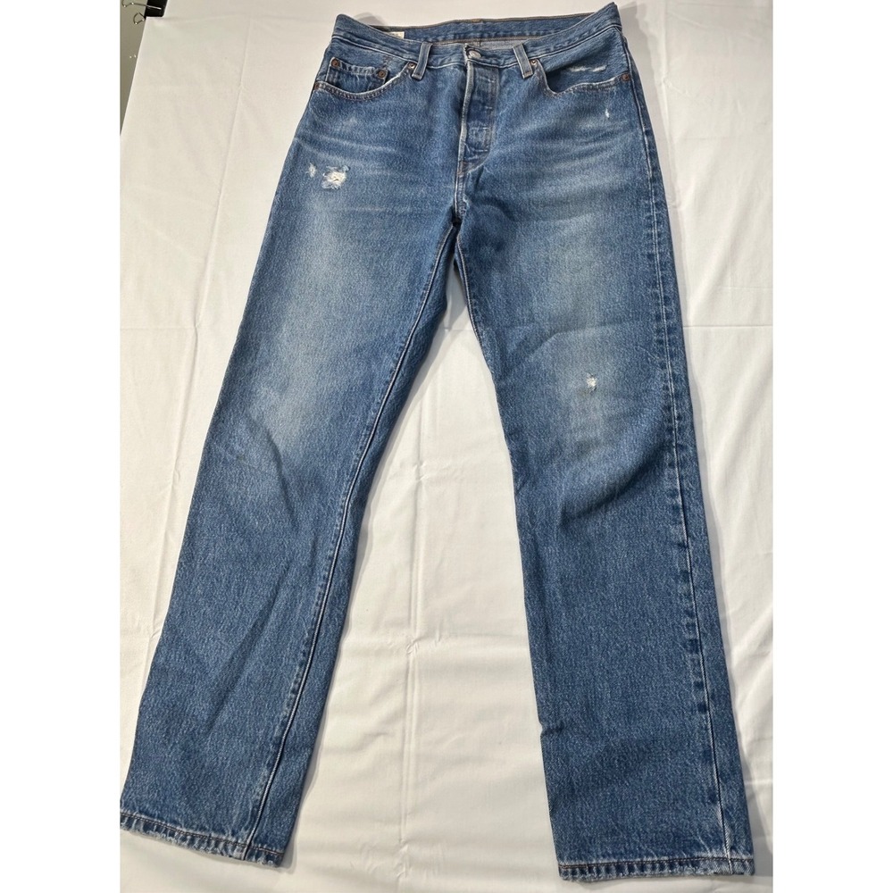Levis 501 Original Fit Jeans Mens 31x28.5 Medium Wash Straight Leg Button Fly